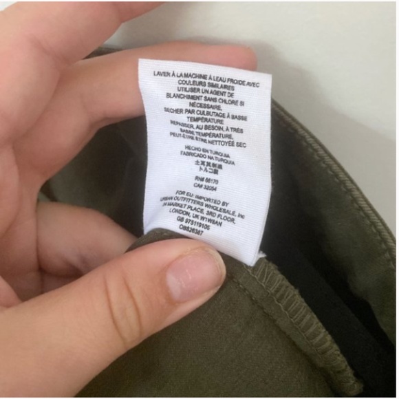 Free People Side Button Mini Skirt | Army Green Cotton Blend | Size 8 - Picture 7 of 7